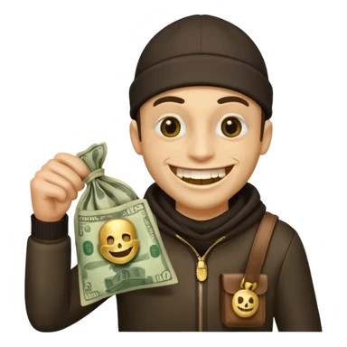 Robber holding a bag of money sticker