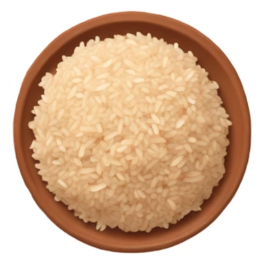 whitish pure fried rice with a mix of brown rice on an orange color terra cotta plate sticker