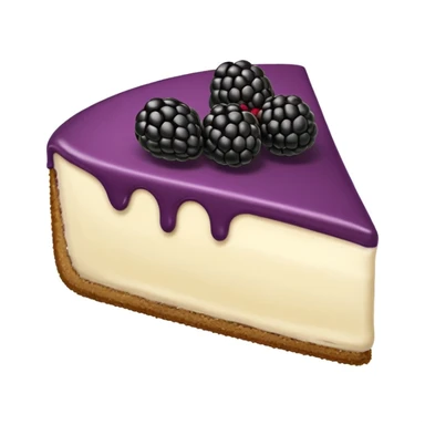 classic emoji style blackberry cheesecake with a large blackberry on top, plain background sticker