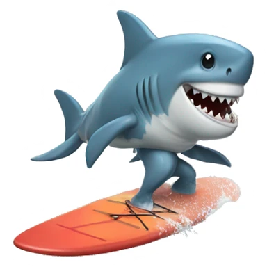 Shark in dragon costume surfing  sticker
