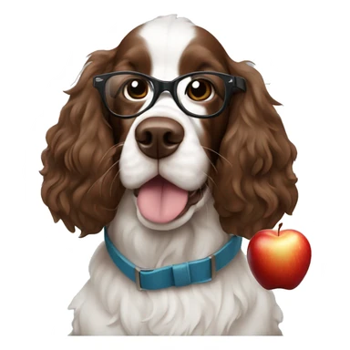 Isaac Newton as a Springer Spaniel with an apple and glasses sticker