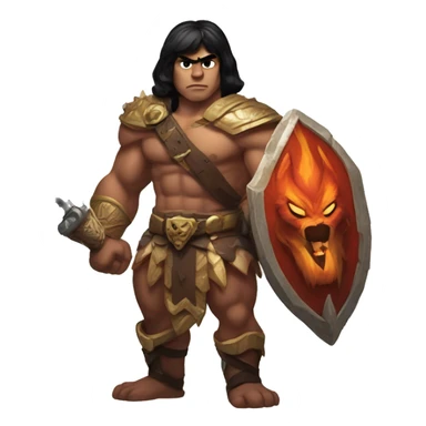 diablo blackhaired 4 male barbarian and he-man's battle cat sticker
