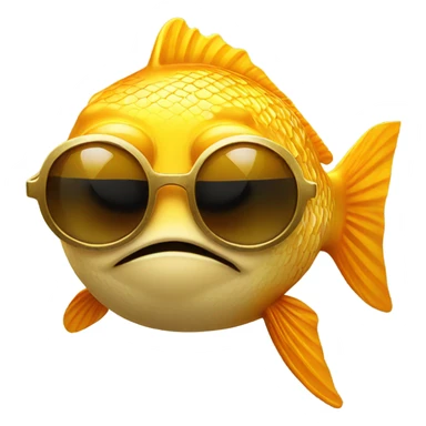 Golden fish with sun glasses  sticker