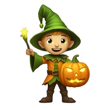 pumkin elf male casting a spell sticker
