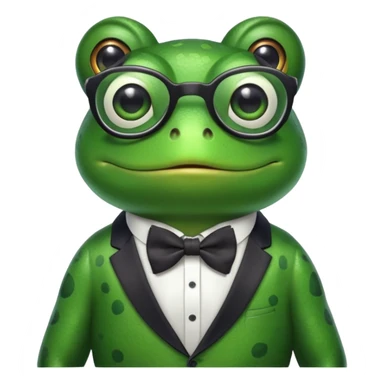 frog with glasses and bow tie making a silly face sticker