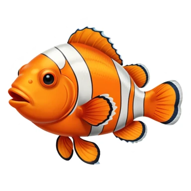 An orange and white striped clown fish with black outlines sticker