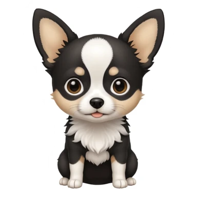 A black and white chihuahua emoji please with a thin white line on the center of head sticker
