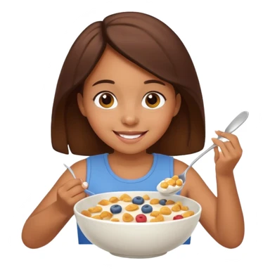 Brown girl eating cereal emoji sticker