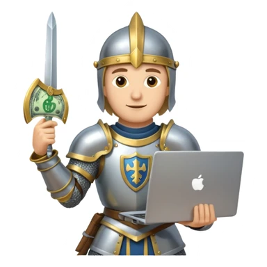 Knight with laptop and money sticker