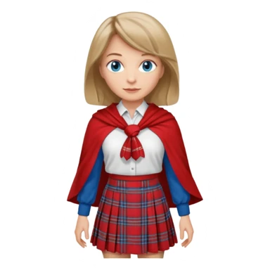 midle  aged female with Scottish red attire and dark blonde hair and blue eyes sticker