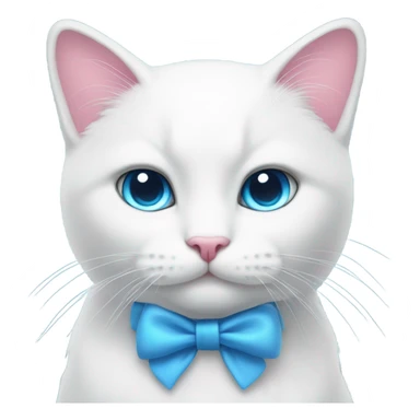 white cat with a pink bow and blue eyes sticker