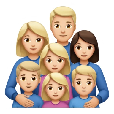 a large family of a blond father, a brunette mother, an older son, two younger twin brothers and a daughter sticker