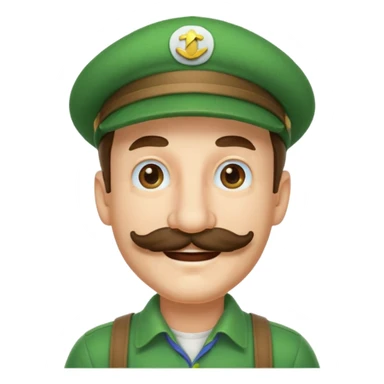 Luigi from Mario with green hat, mustache, cheerful expression sticker