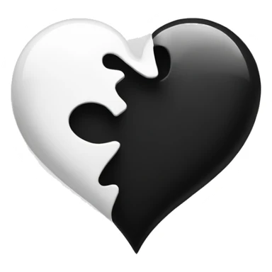Half white half black heart where left half is white sticker