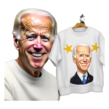 Joe Biden wearing an oversized sweatshirt that has printed on it, “I answered all the questions”.   There is a gold star above and to the right of the words sand underneath it are the words , “ good job” in cursive font.  sticker