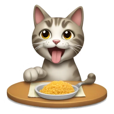 Cat eating food sticker