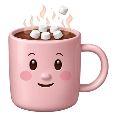 Light Pink mug of hot chocolate with marshmallows sticker