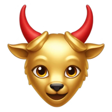 Gold heart with red horns and red tail sticker