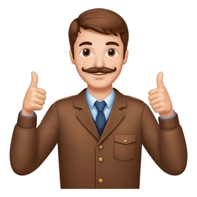 Guy giving two thumbs up while smiling with brown hair and mustache  sticker