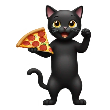 Black cat eating pizza sticker
