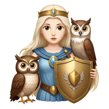 Goddess Athena with owl and shield sticker