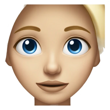 blonde girl portrait looking at viewer without lines on forhead and bleu eyes sticker