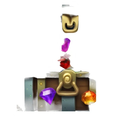 Open Treasure chest with colourful gems inside, alien themed chest sticker