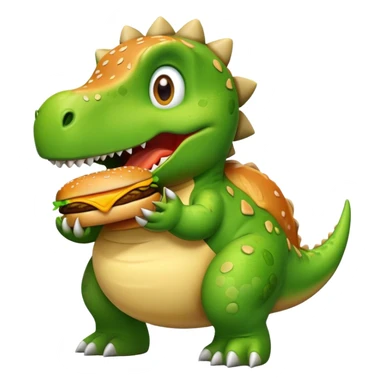 dinosaur eating a cheeseburger  sticker