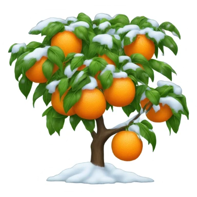orange tree covered in snow sticker