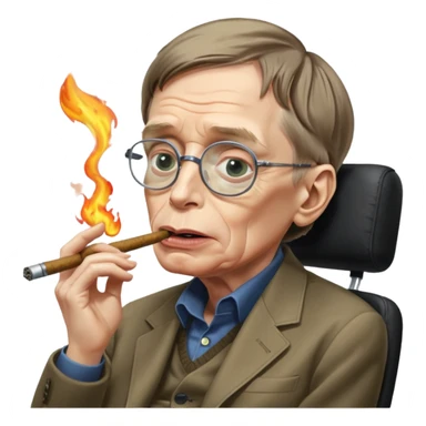 make an emoji of stephen hawking smoking weed, rolling his eyes like undertaker and spitting flames sticker