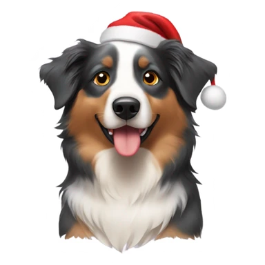 Australian Shepherd with a Christmas hat sticker