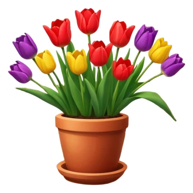 Clay pot with tulips on windowsill sticker