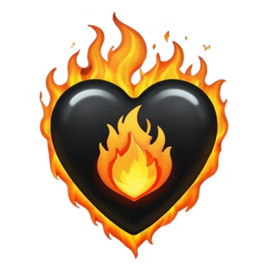 black heart on fire sticker