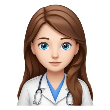 pretty female nursing student with long brown hair, blue eyes inside a classroom at university sticker