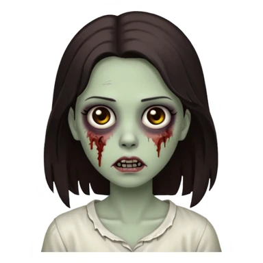 Black eyes, deep brown hair zombie girl sticker