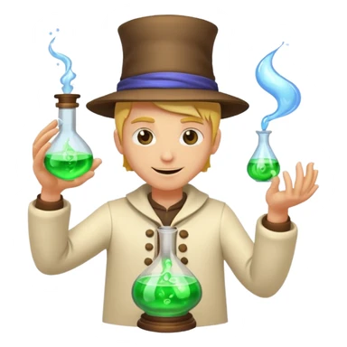 human alchemist winking while swirling glowing potion sticker