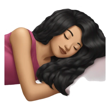 Coquette asia black hair girl sleeping  sticker