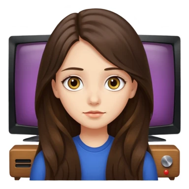 long haired brunette girl hazel eyes watching tv sticker