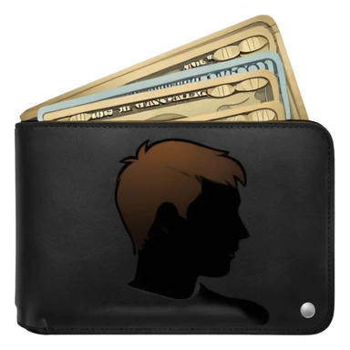wallet with coins and a person silhouette above sticker