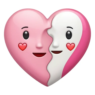 Coração metade rosa e metade branco emoji sticker