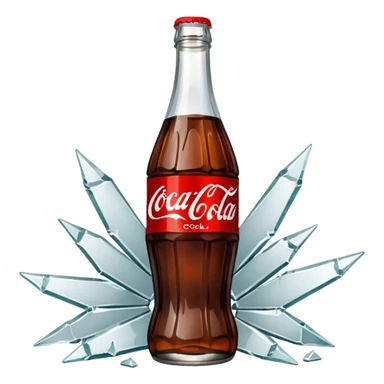 shattered bottle of coca cola split in the middle glass shards sticker