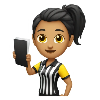 female referee holding yellow card sticker