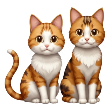 3 cats and each are different natural colours including  brown tabby and white, calico, and ginger and white sticker