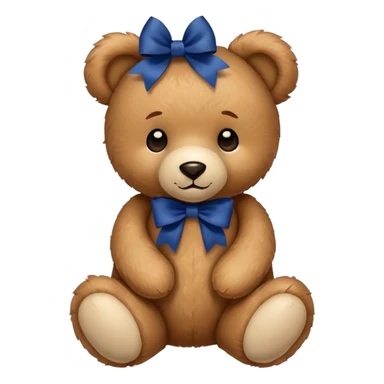 Teddy with dark blue bow sticker