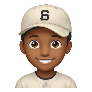 black kid with a sideways baseball cap, smiling sticker