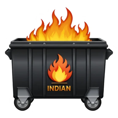 Flaming dumpster fire with the words "Indian bureaucracy" on the dumpster. No typo. sticker