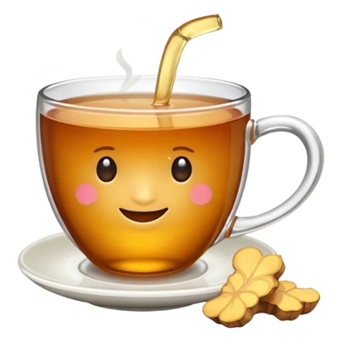 cup of tea with ginger root sticker