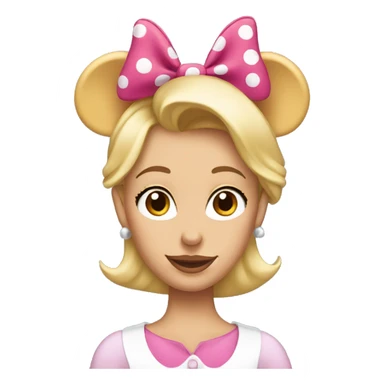 blonde woman with brown eyes wearing minnie mouse ears on hear head.  sticker