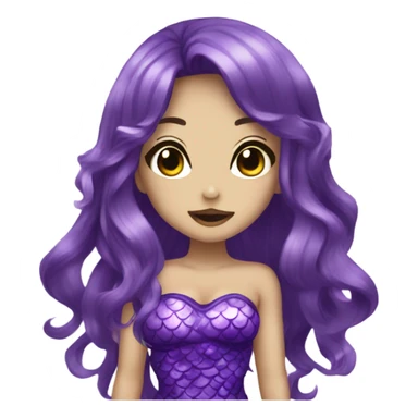 mermaid hime gyaru girl, dark purple hair sticker