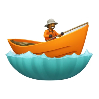 orange boat with fisherman sticker